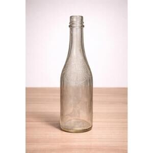 James Butler Grocery Co. Antique 1910s Clear Glass Catsup Bottle, 2.25x8”
